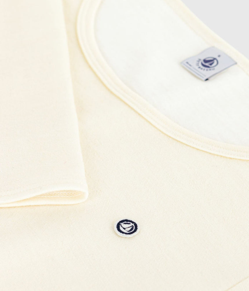 THERMAL LONG-SLEEVED PLAIN WOOL AND COTTON T-SHIRT