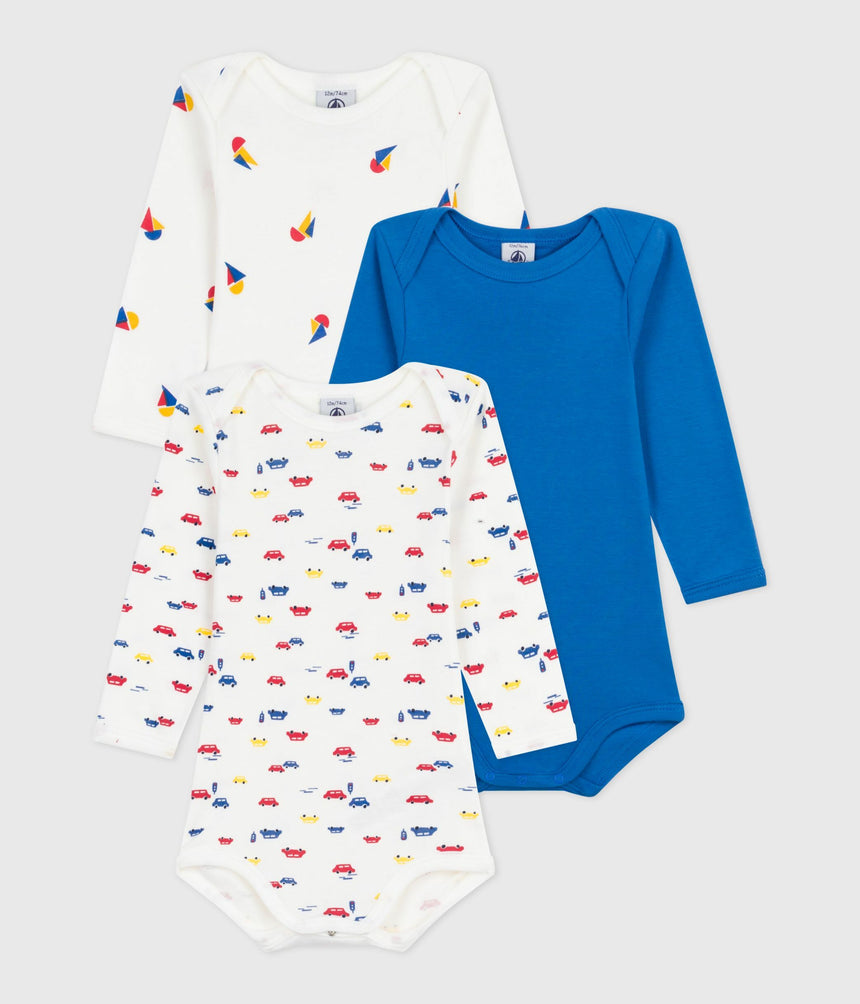 PACK OF LONG-SLEEVED PRINTED COTTON BODIES FOR BABIES