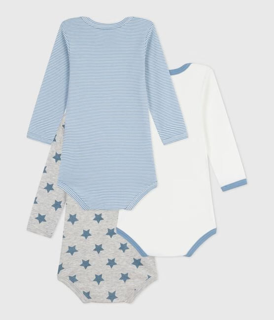 PACK OF BABIES LONG - SLEEVED STAR- PRINT COTTON BODIES