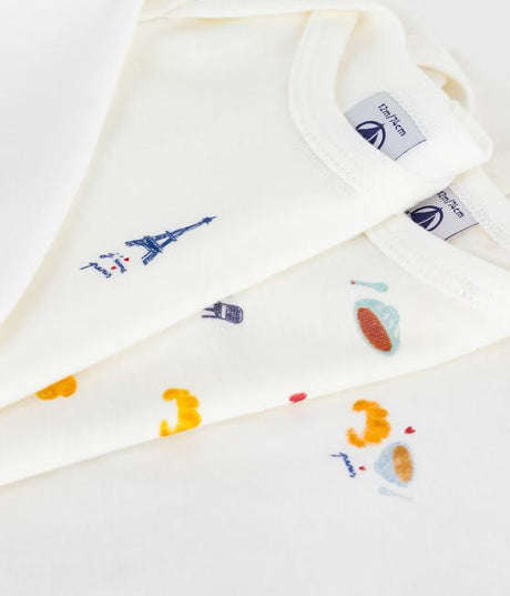 PACK OF BABIES LONG-SLEEVED PARIS-PRINT COTTON BODIES
