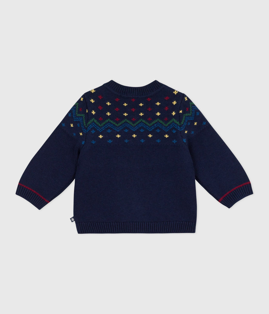 BABIES' PATTERNED WOOL AND COTTON JUMPER