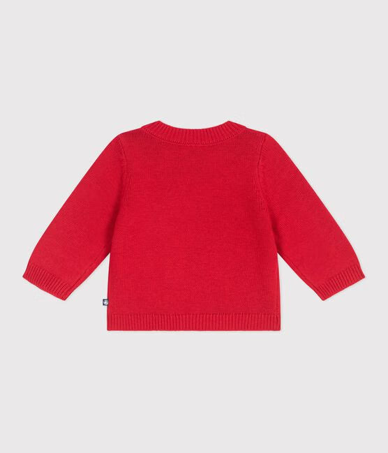 BABIES' JUMPER IN A WOOL AND COTTON KNIT WITH A HORSE DESIGN