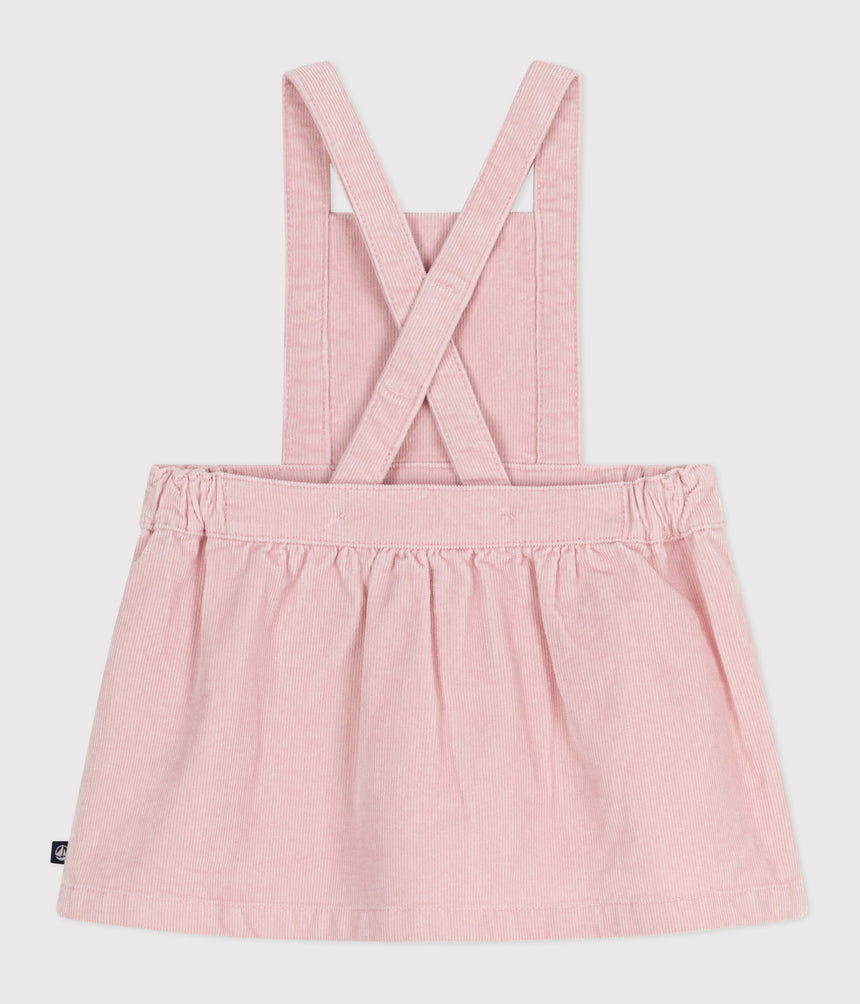 BABIES' DRESS IN CORDUROY EMBROIDERED WITH FLOWERS ON THE WAISTBAND