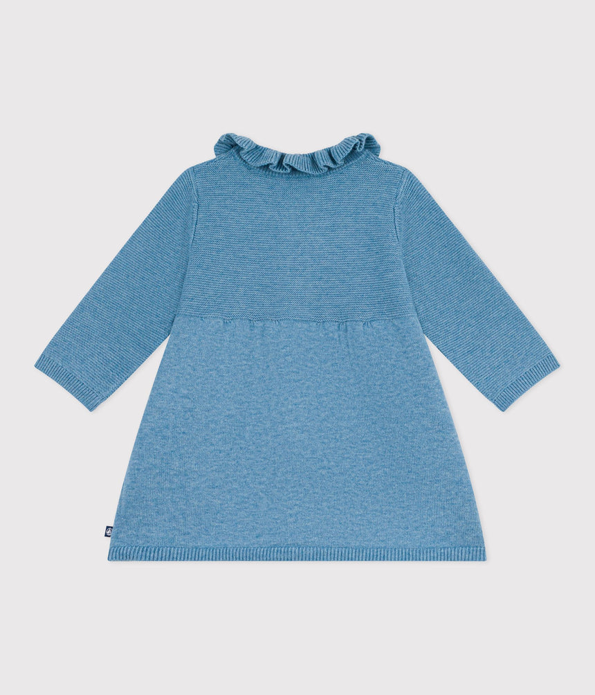 BABIES' PLAIN COTTON AND WOOL DRESS