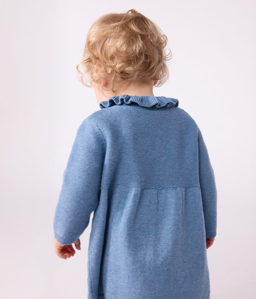 BABIES' PLAIN COTTON AND WOOL DRESS