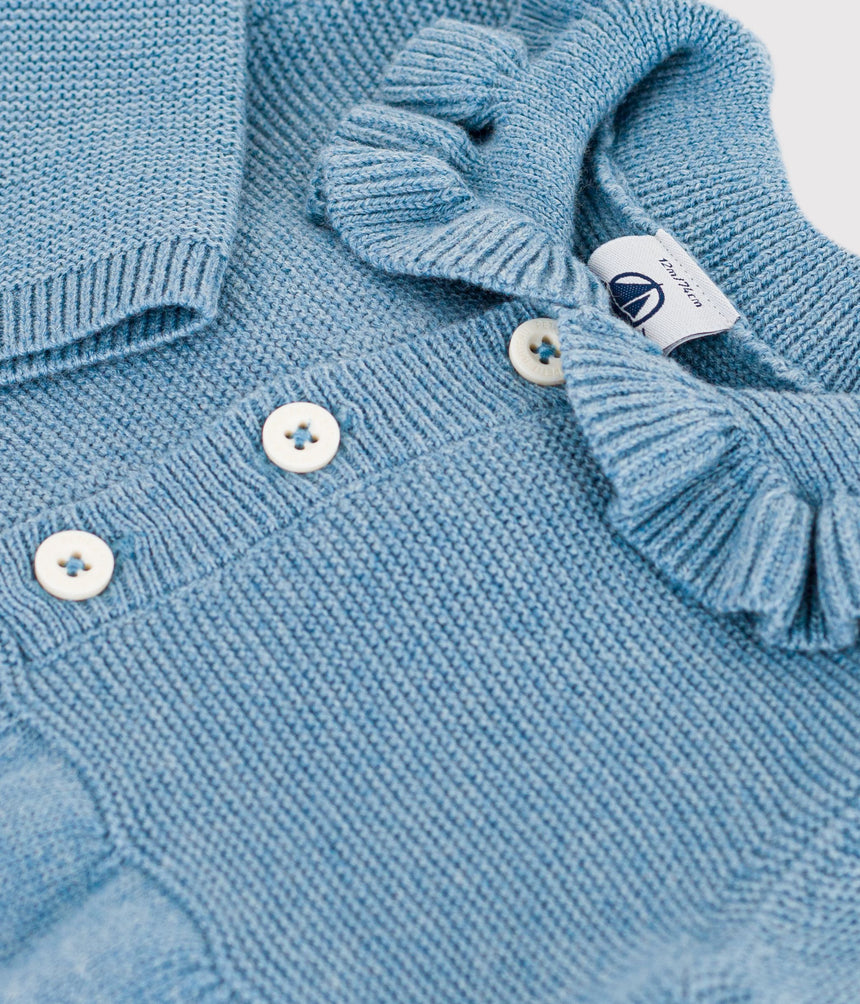 BABIES' PLAIN COTTON AND WOOL DRESS