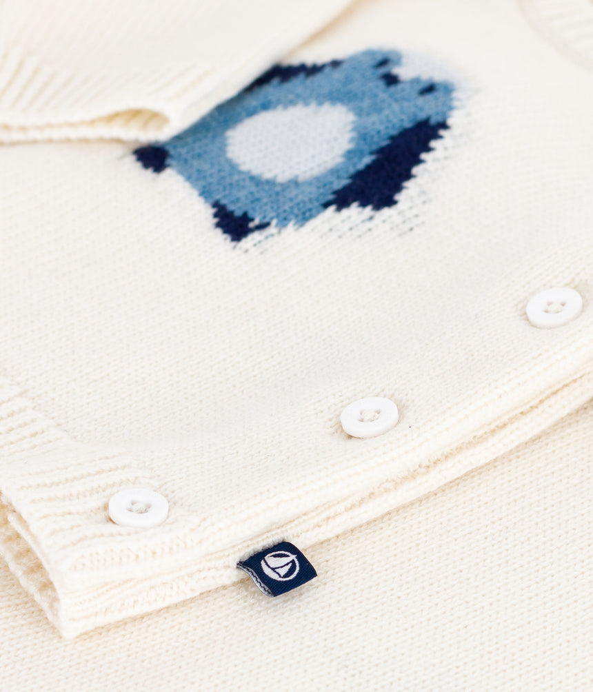 BABIES TWO-PIECE KNITTED OUTFIT WITH A PENGUIN PRINT