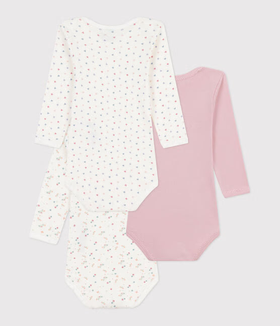 PACK OF BABIES LONG-SLEEVED FLORAL-PRINT COTTON BODIES