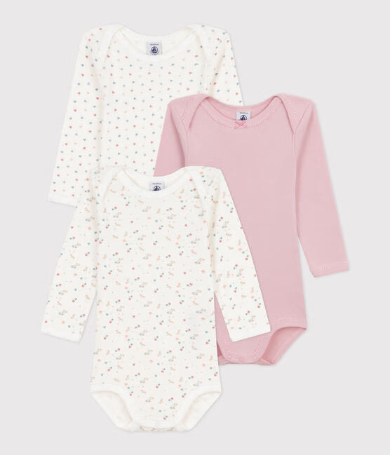 PACK OF BABIES LONG-SLEEVED FLORAL-PRINT COTTON BODIES