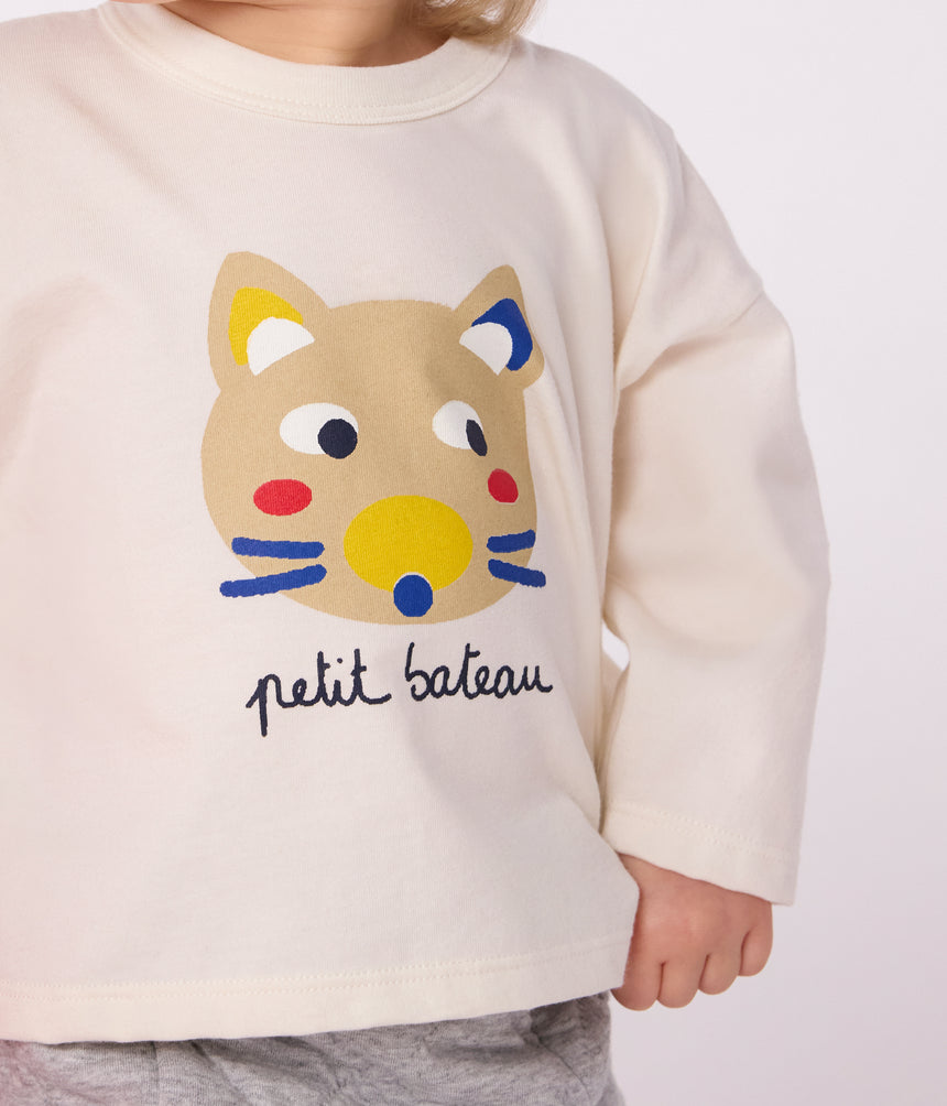 BABIES LONG-SLEEVED T-SHIRT WITH A CAT DESIGN