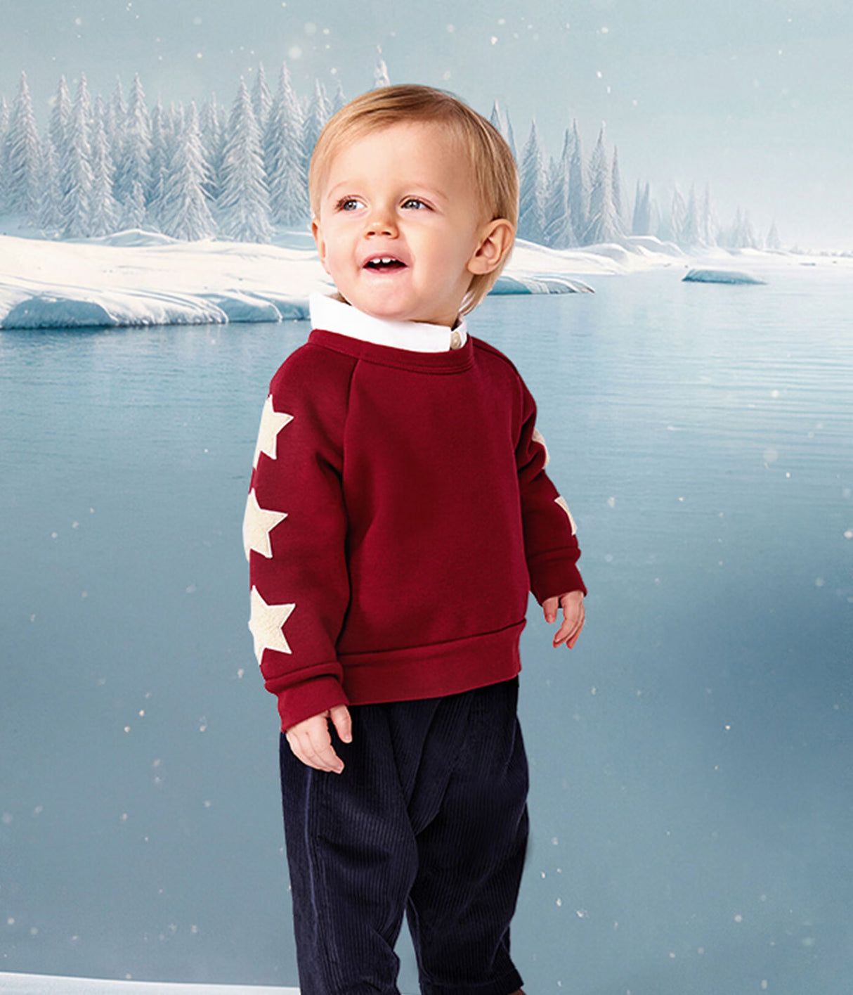 BABIES' SOFT WARM STAR-PATTERNED COTTON SWEATSHIRT