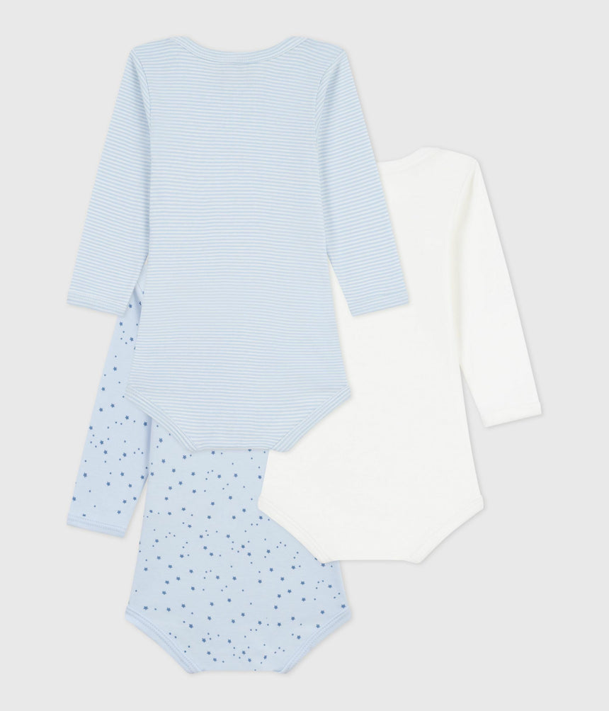 PACK OF BABIES LONG-SLEEVED STAR-PRINT COTTON BODIES