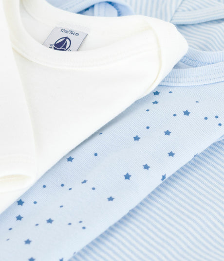 PACK OF BABIES LONG-SLEEVED STAR-PRINT COTTON BODIES