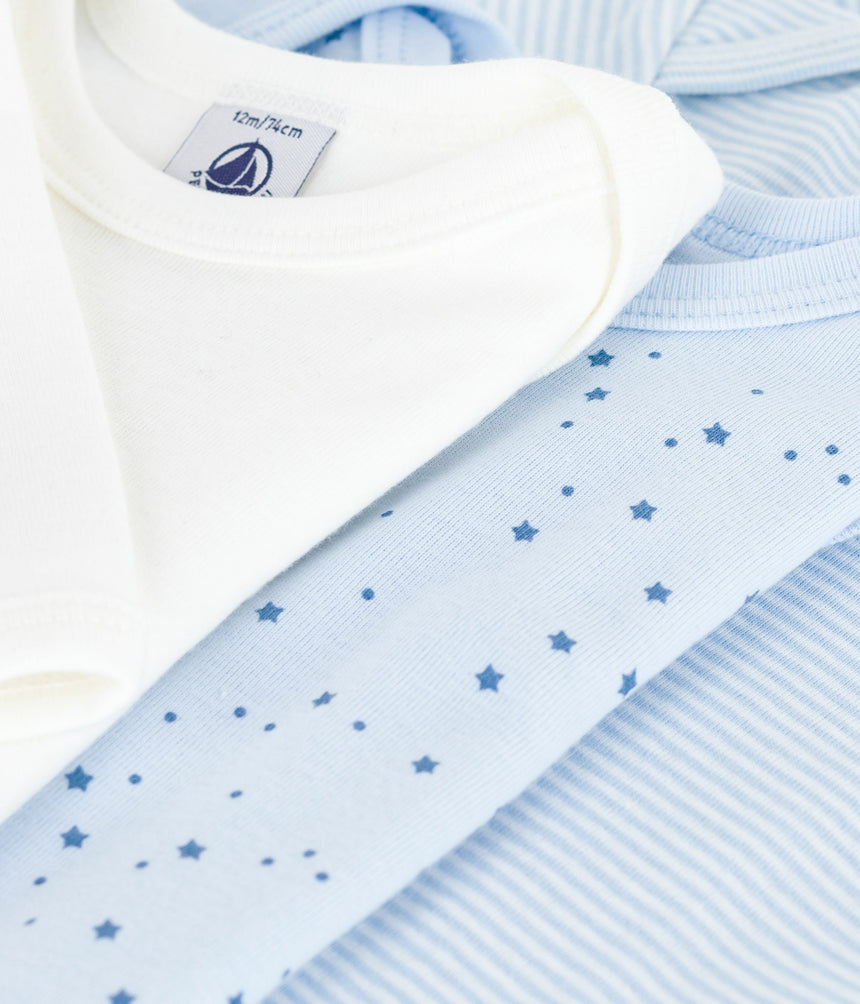 PACK OF BABIES LONG-SLEEVED STAR-PRINT COTTON BODIES
