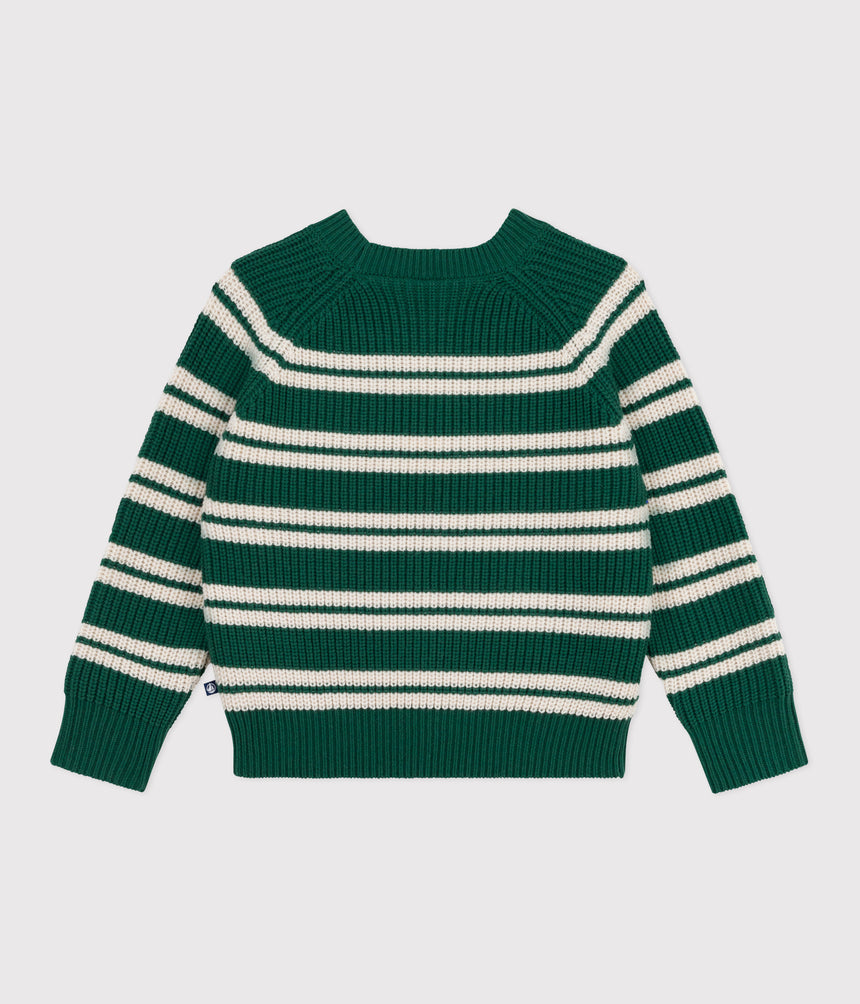 CHILDREN'S STRIPY JUMPER IN WOOL AND COTTON