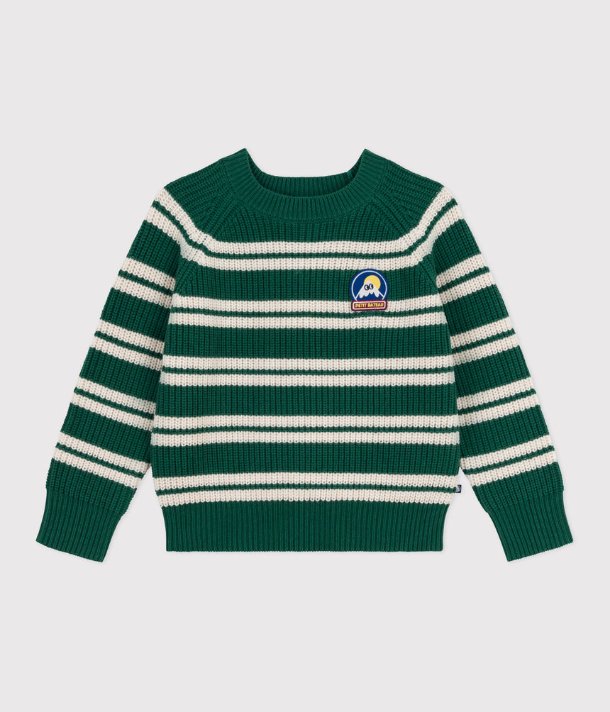 CHILDREN'S STRIPY JUMPER IN WOOL AND COTTON