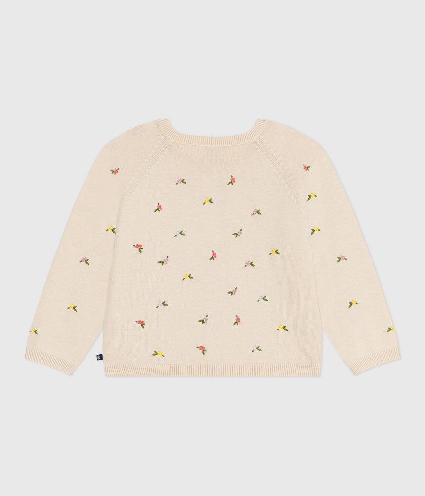 CHILDREN'S WOOL AND COTTON CARDIGAN WITH EMBROIDERED MOTIFS