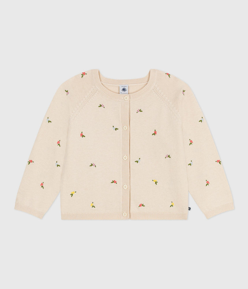 CHILDREN'S WOOL AND COTTON CARDIGAN WITH EMBROIDERED MOTIFS