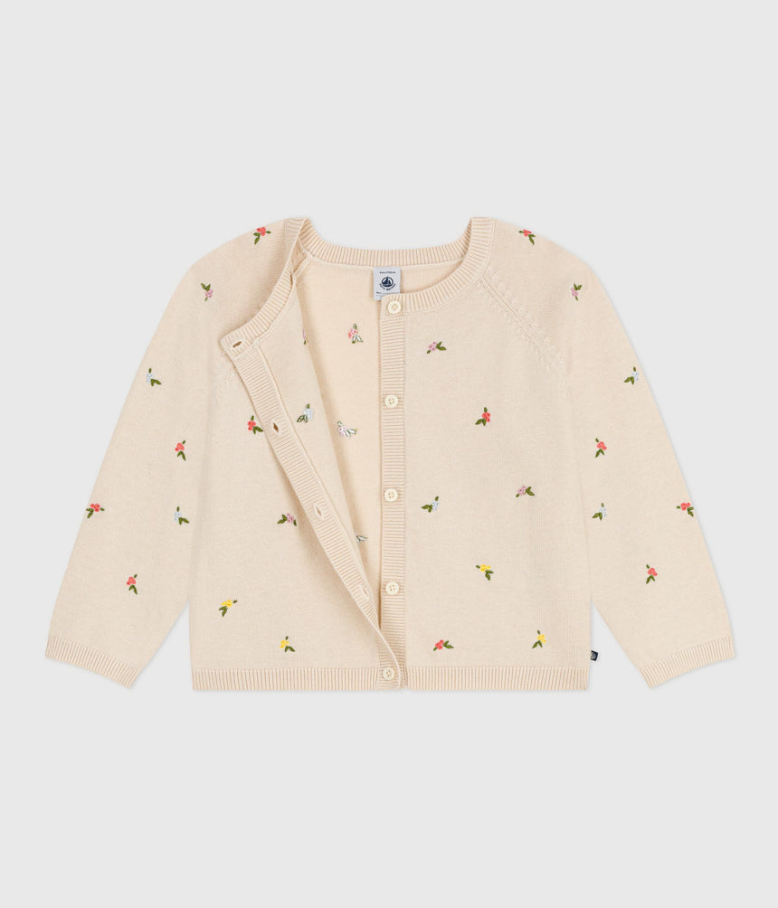 CHILDREN'S WOOL AND COTTON CARDIGAN WITH EMBROIDERED MOTIFS