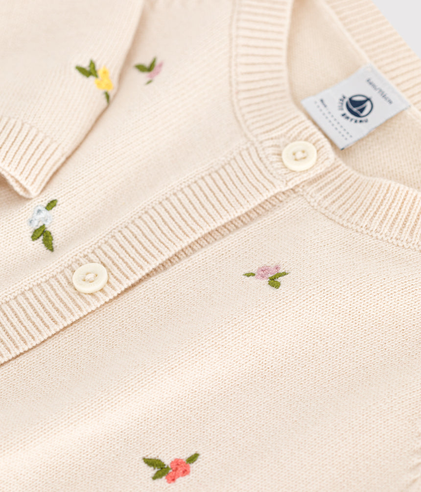 CHILDREN'S WOOL AND COTTON CARDIGAN WITH EMBROIDERED MOTIFS
