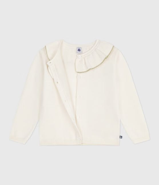 CHILDREN'S PLAIN WOOL AND COTTON CARDIGAN