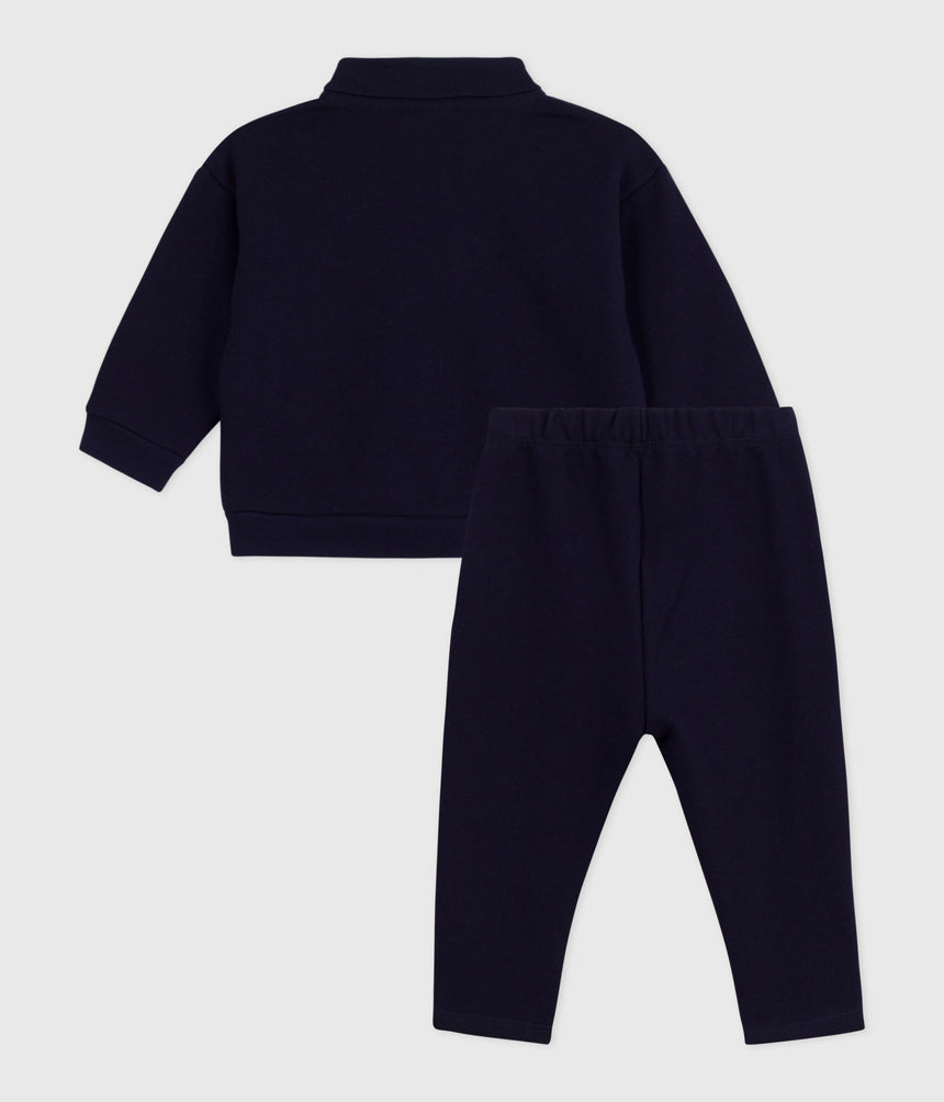 BABIES SWEATSHIERT AND TROUSERS SET IN PLAIN COTTON