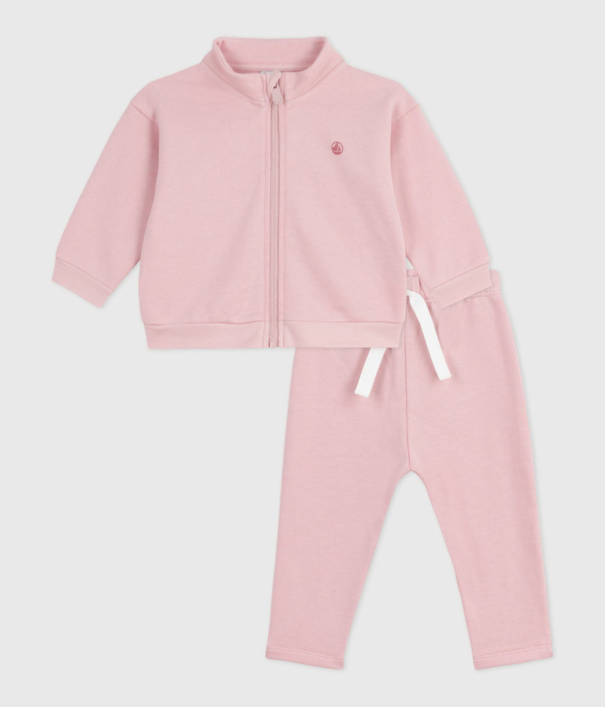 BABIES SWEATSHIRT AND TROUSERS SET IN PLAIN COTTON