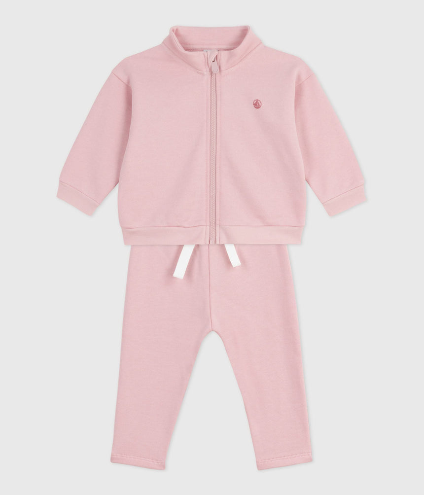 BABIES SWEATSHIRT AND TROUSERS SET IN PLAIN COTTON