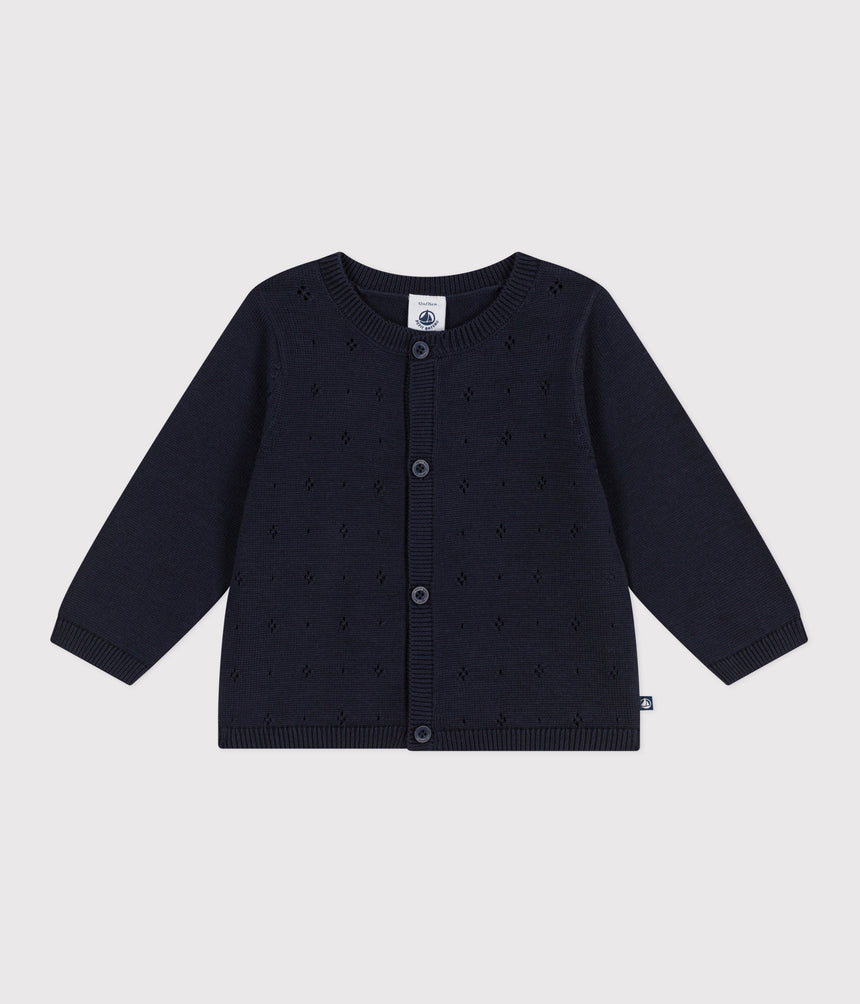 BABIES PLAIN KNITTED COTTON CARDIGAN