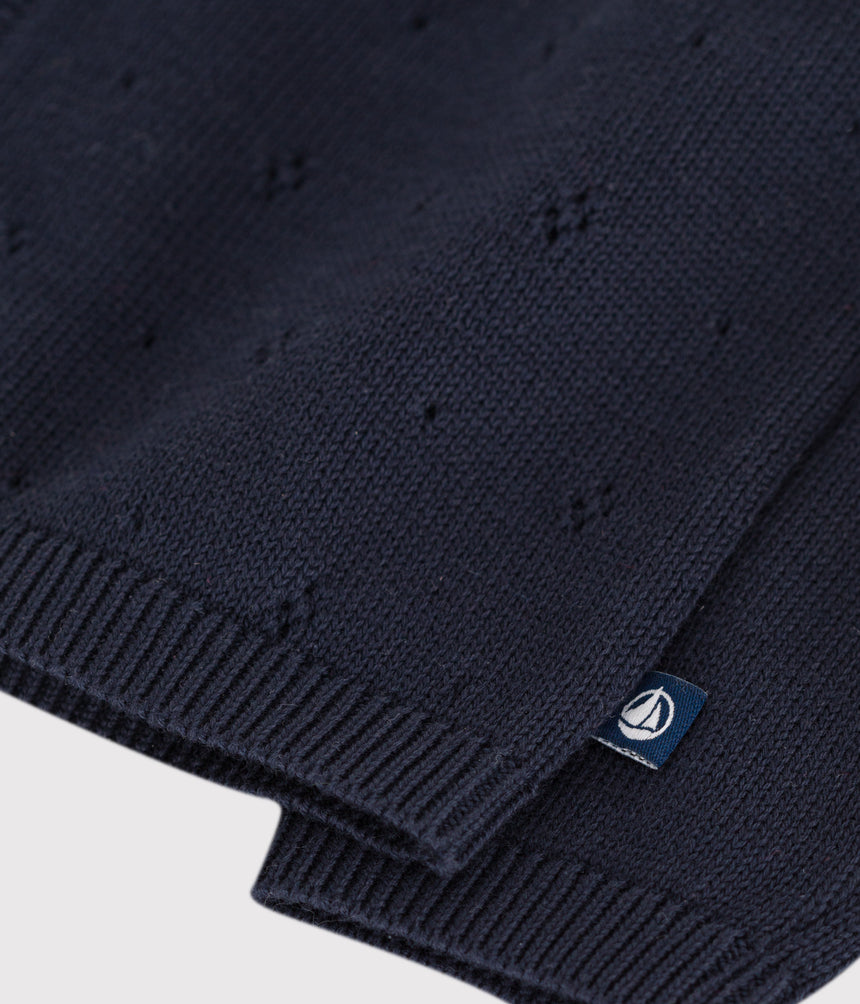 BABIES PLAIN KNITTED COTTON CARDIGAN