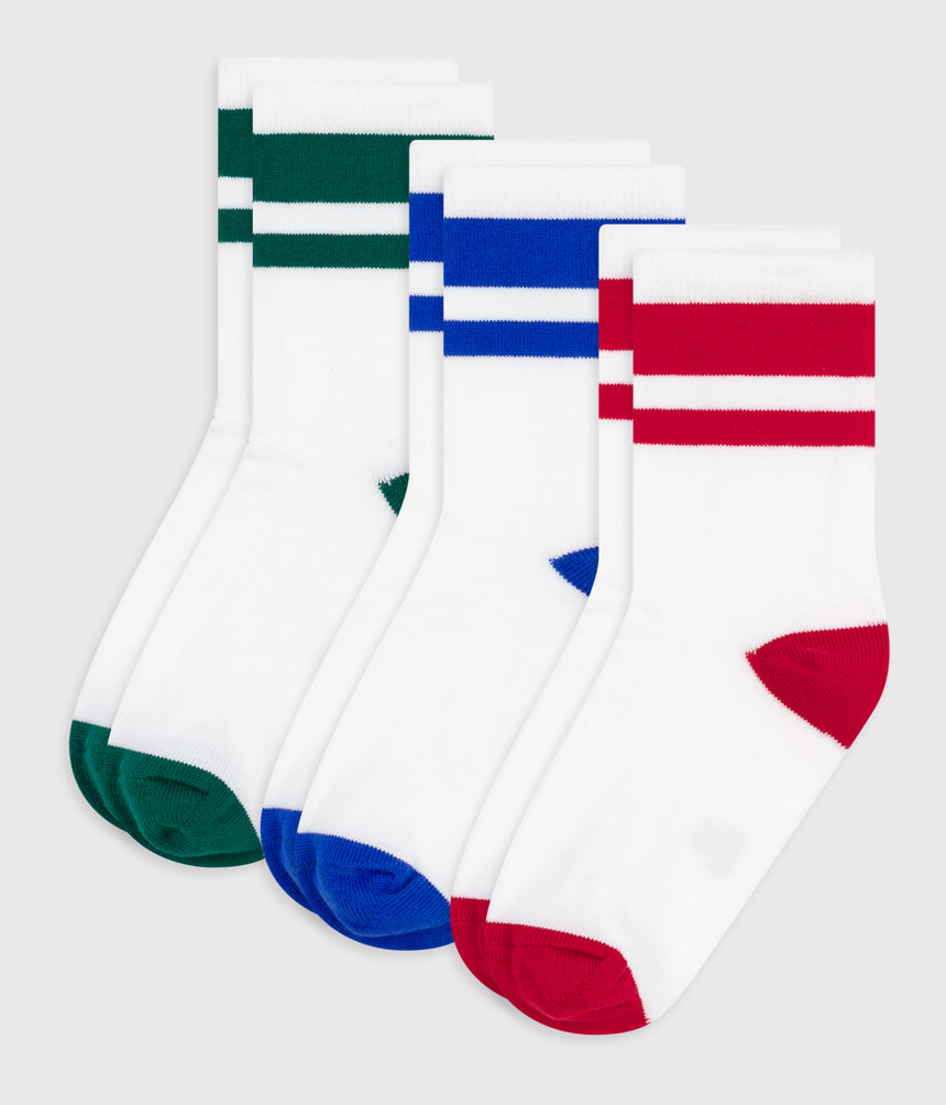 CHILDREN'S PLAIN COTTON SOCKS-3-PACK