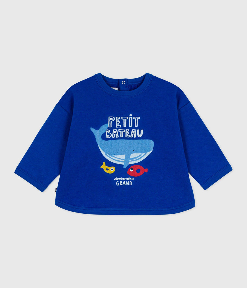 BABIES' WHALE PATTERN COTTON SWEATSHIRT