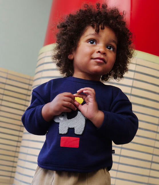 BABIES ELEPHANT PATTERNED COTTON SWEATSHIRT