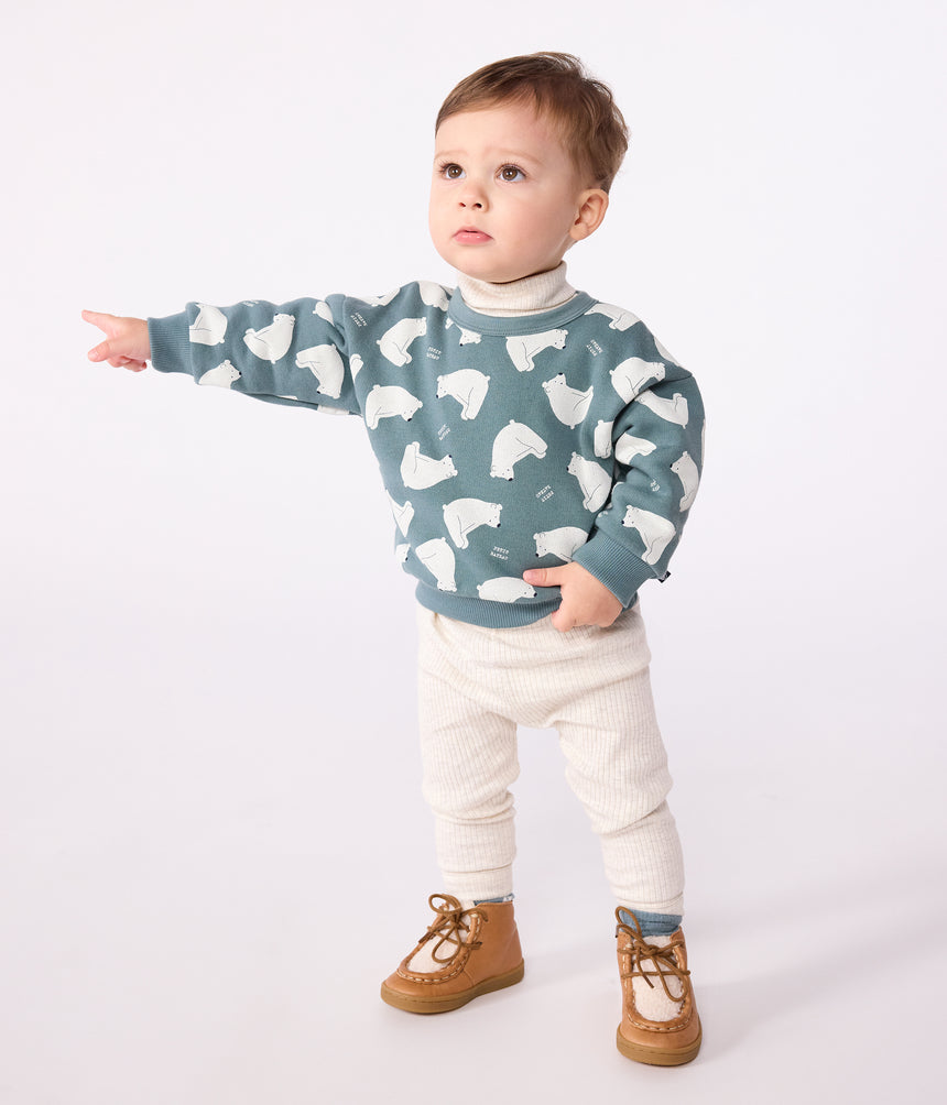 BABIES OWL-PRINT COTTON SWEATSHIRT