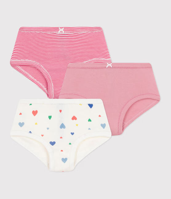 PACK OF CHILDREN'S HIGH-WAISTED HEART-PRINT COTTON PANTS