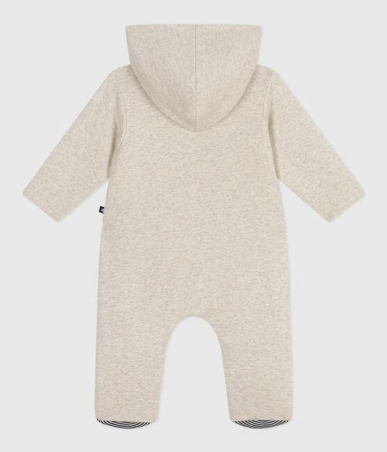 BABIES PLAIN PADDED PLAYSUIT WITH A HOOD AND FEET
