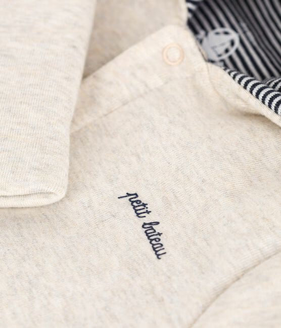 BABIES PLAIN PADDED PLAYSUIT WITH A HOOD AND FEET