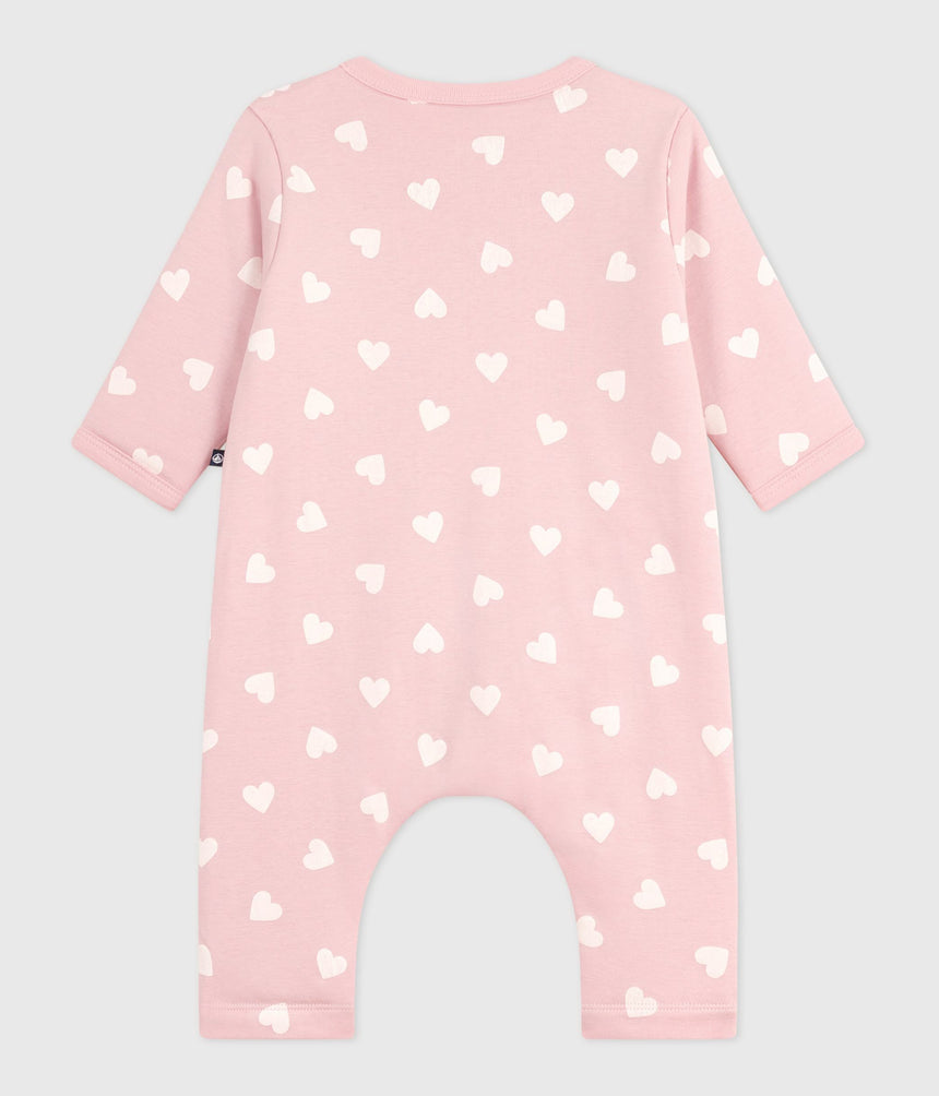 BABIES PADDED HEART-PRINT COTTON PLAYSUIT