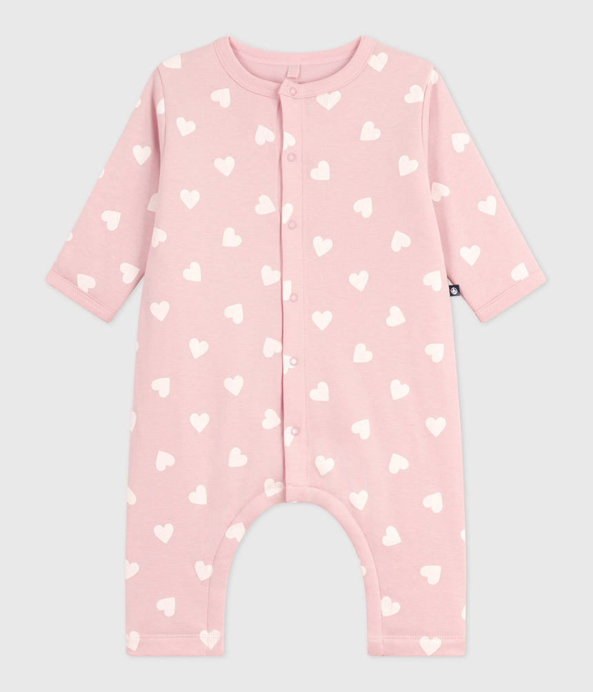 BABIES PADDED HEART-PRINT COTTON PLAYSUIT