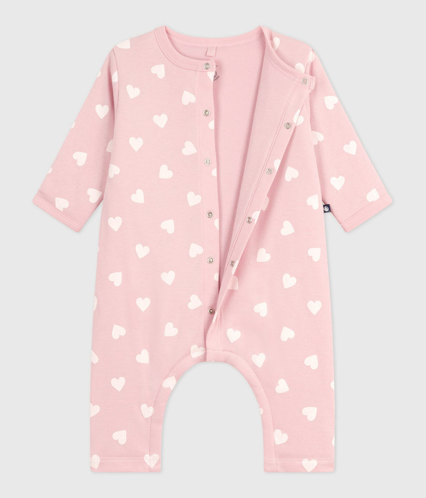 BABIES PADDED HEART-PRINT COTTON PLAYSUIT