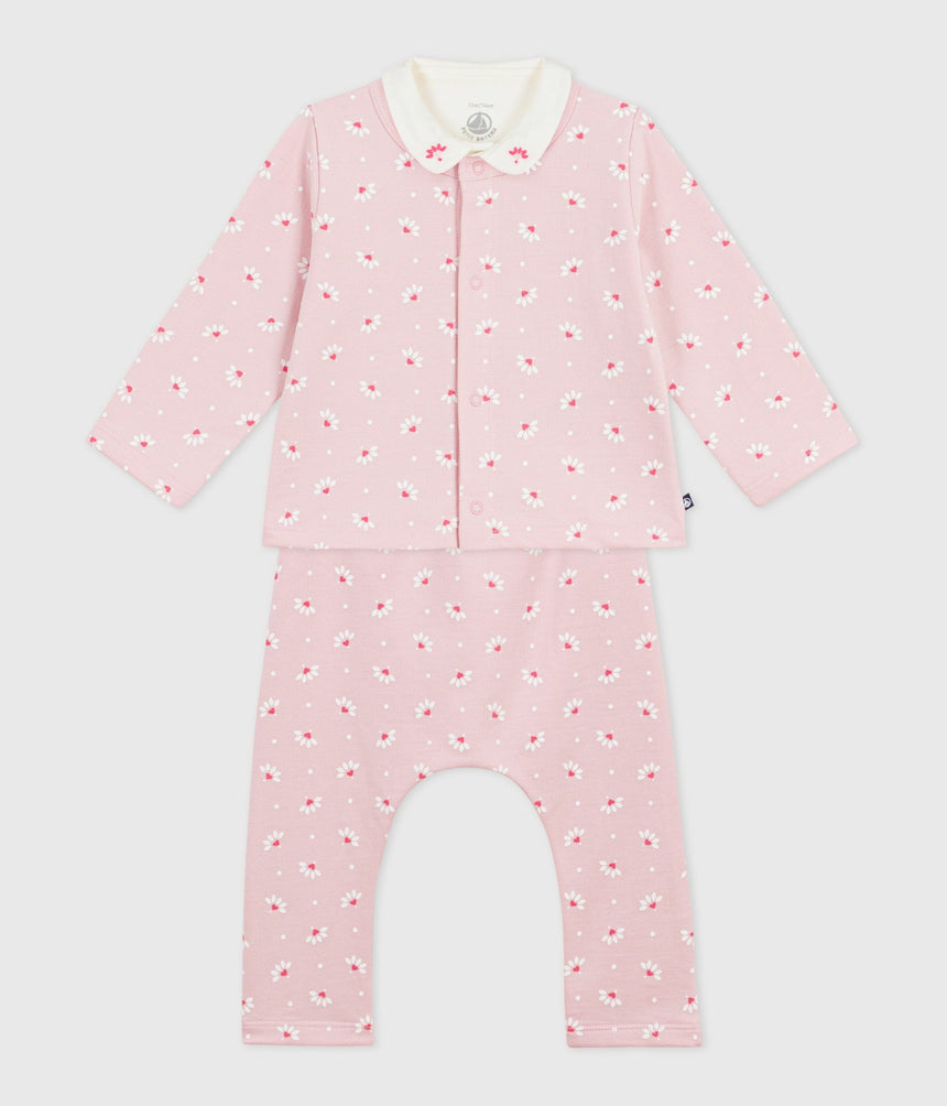 BABIES' 3-PIECE HEART-PRINT SET INCLUDING AN EMBROIDERED BODY
