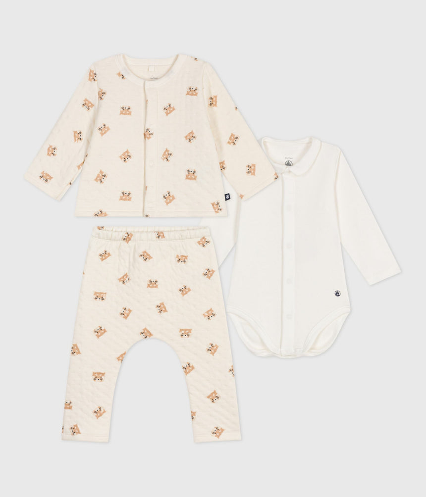 BABIES RED PANDA-PRINTED COTTON 3-PIECE SET