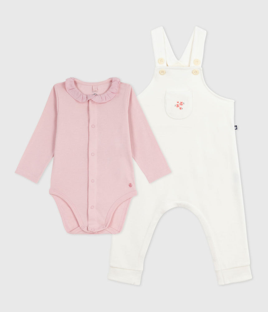 BABIES' DUNGAREES IN PLAIN COTTON WITH STYLISH DETAILS