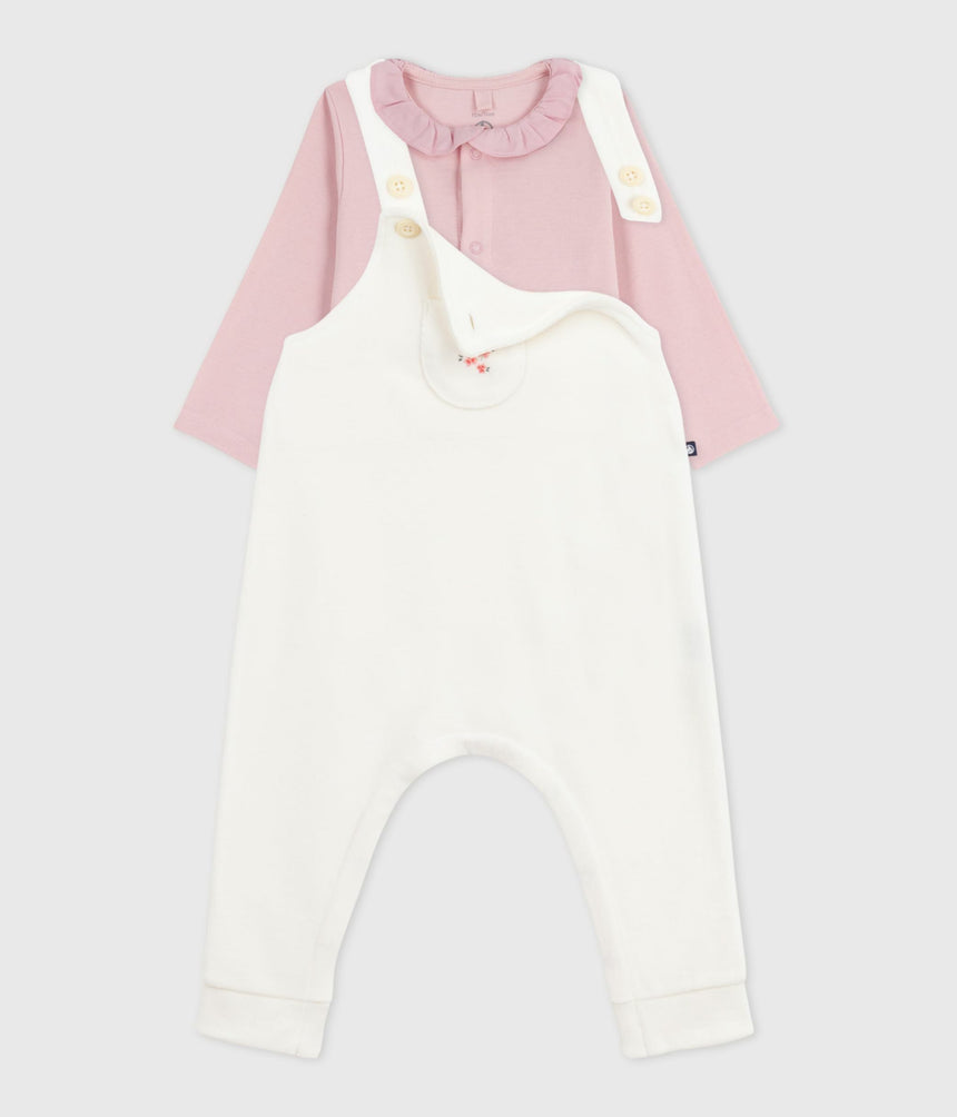 BABIES' DUNGAREES IN PLAIN COTTON WITH STYLISH DETAILS
