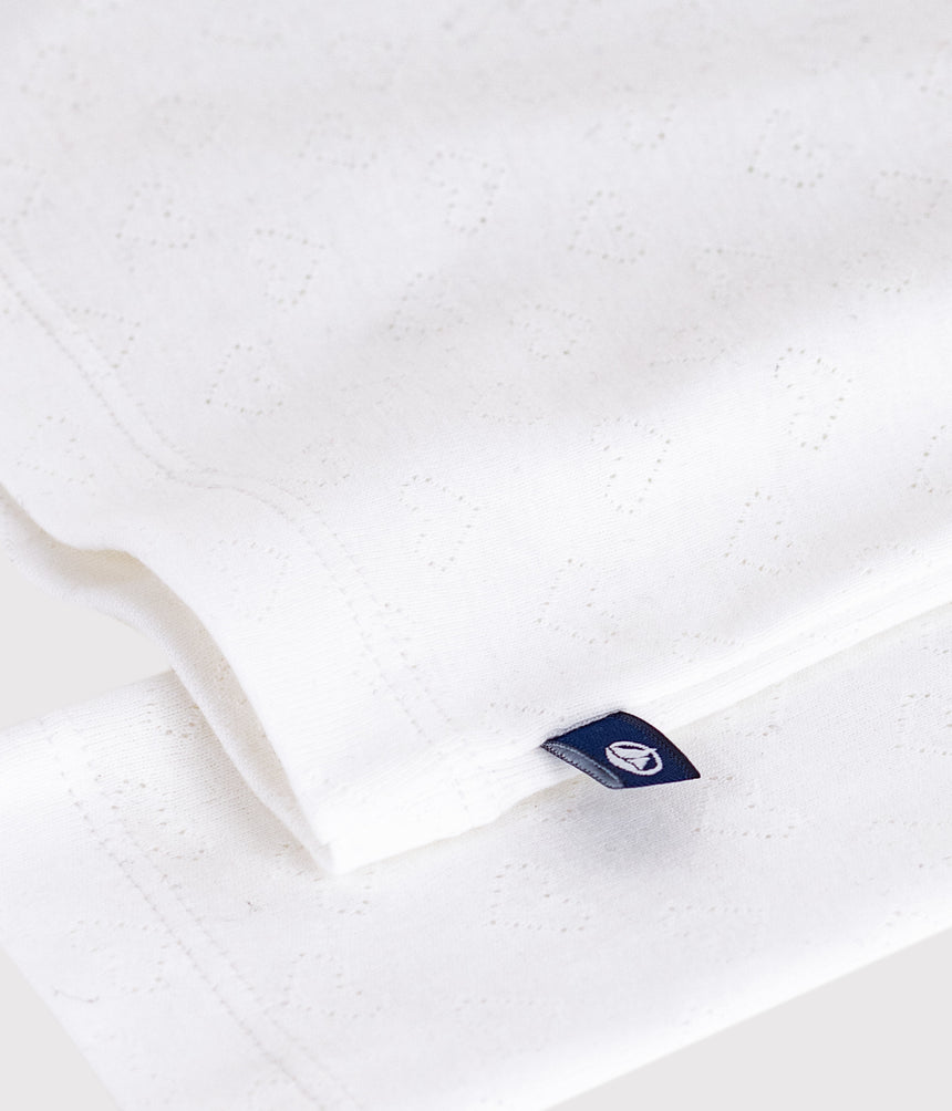 GIRLS' PRINTED OPENWORK COTTON ROLLNECK TOP