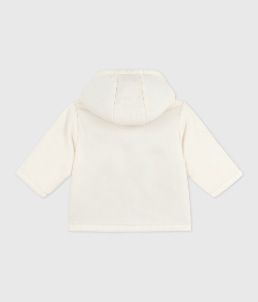 BABIES PADDED JACKET IN EMBROIDERED VELOUR WITH A PINSTRIPED LINING