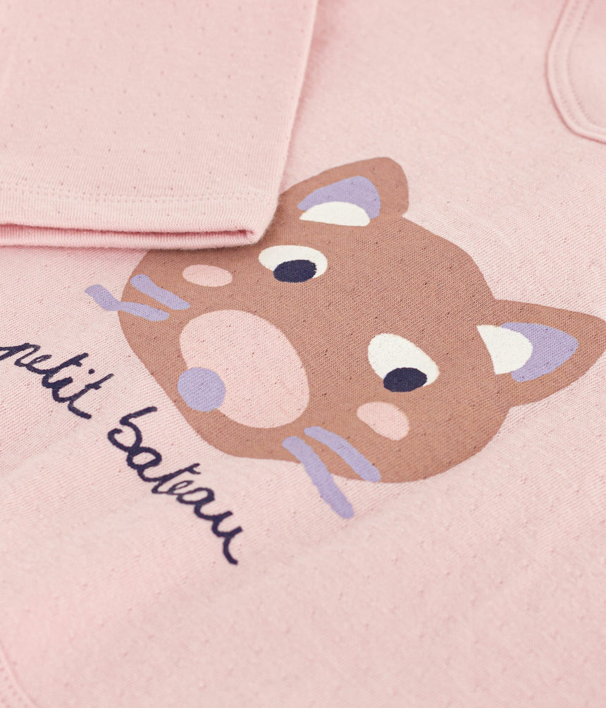 BABIES' LONG-SLEEVED T-SHIRT WITH A CAT DESIGN