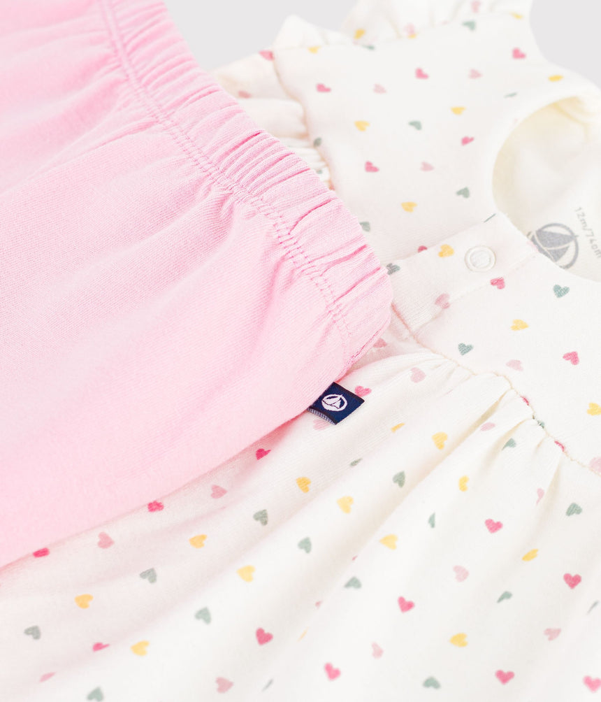 BABIES' 2-PIECE OUTFIT IN COTTON PRINTED WITH MINI HEARTS