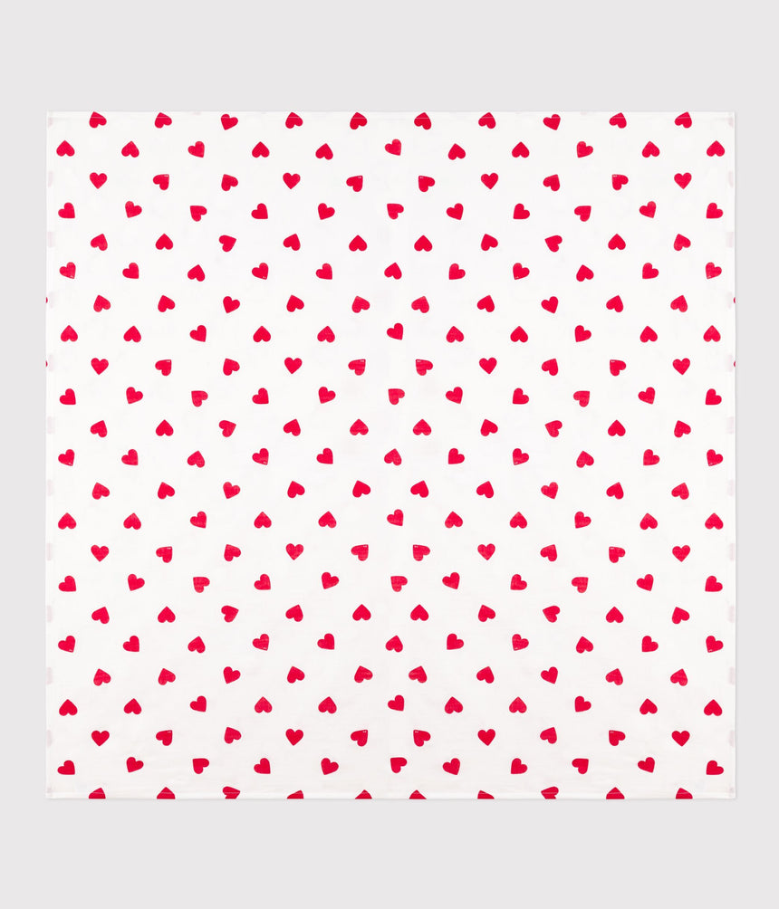 RED HEART PRINT COTTON MUSLIN FOR BABIES
