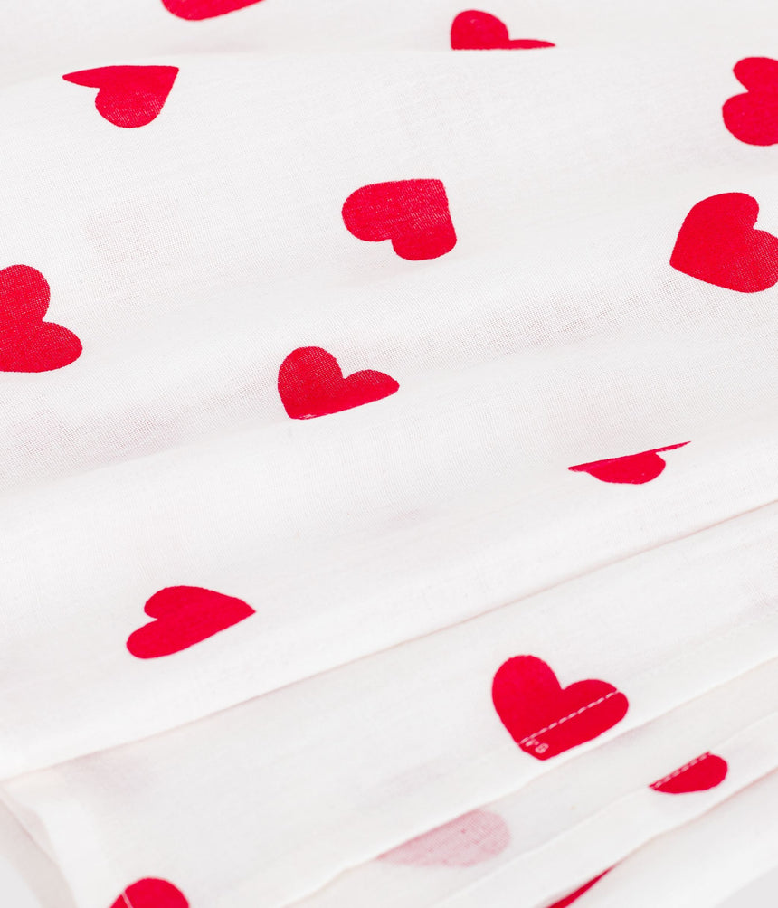 RED HEART PRINT COTTON MUSLIN FOR BABIES